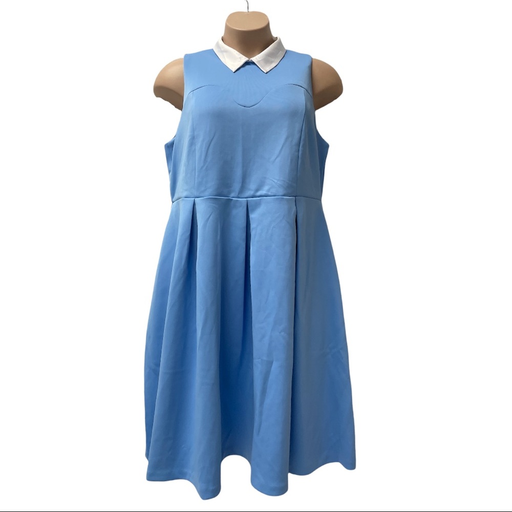 ELOQUII light blue with white collar a line dress Size 22